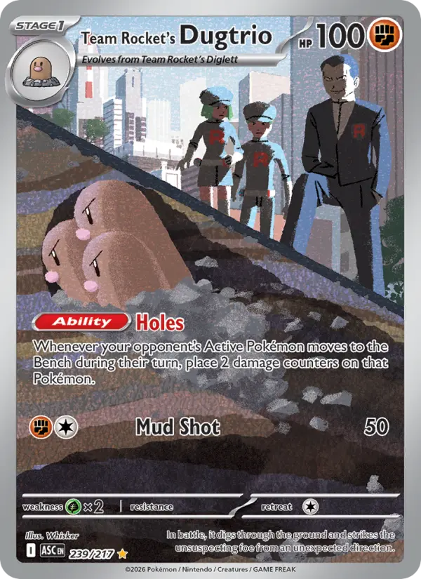 Team Rocket's Dugtrio 239 — Ascended Heroes 239, Holofoil finish