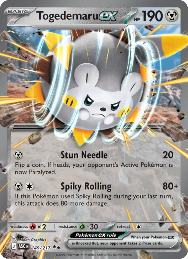Togedemaru ex 149 — Ascended Heroes 149, Holofoil finish