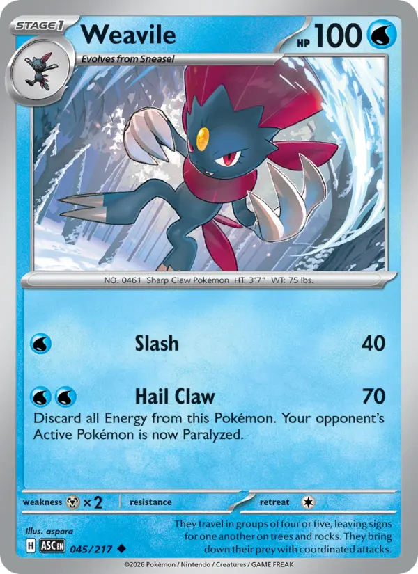 Weavile 45 card from Ascended Heroes
