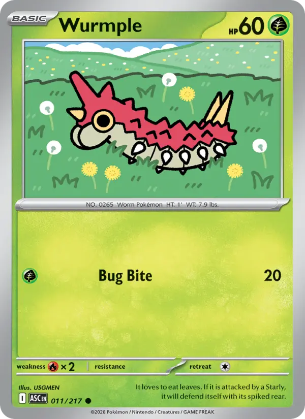 Wurmple 11 card from Ascended Heroes