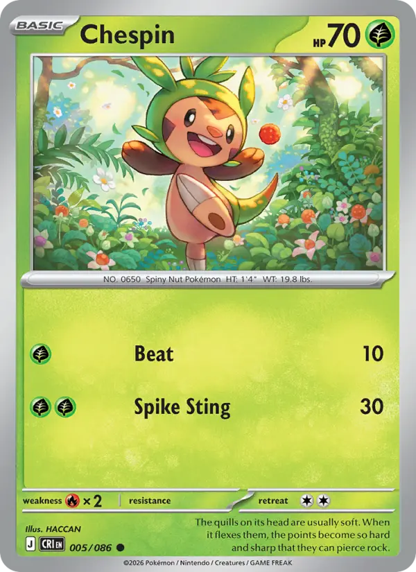 Chespin 5 card from Chaos Rising