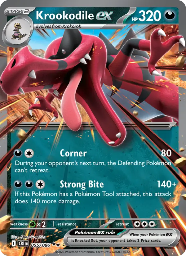 Krookodile ex 55 — Chaos Rising 55, Holofoil finish