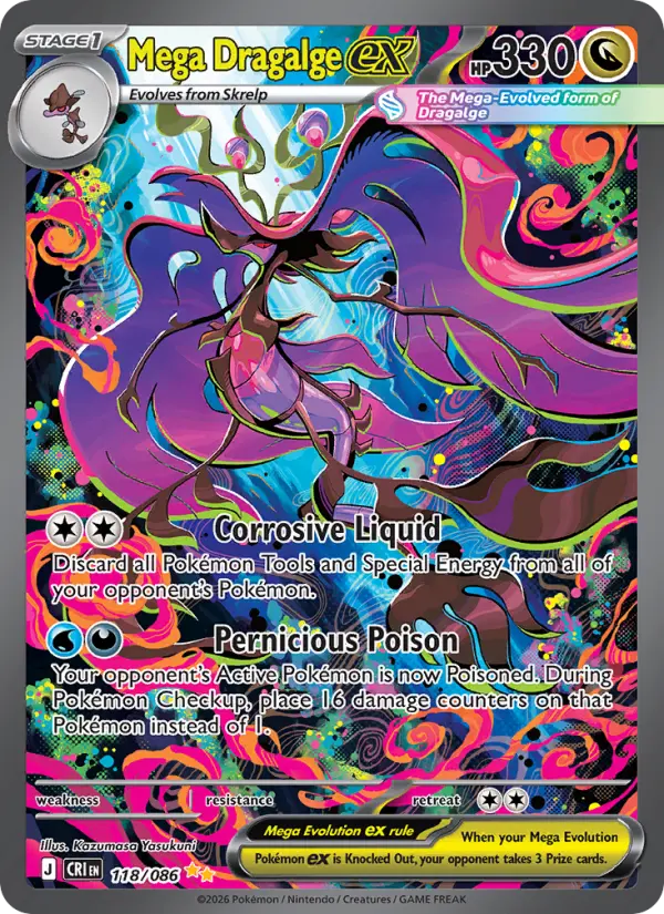 Mega Dragalge ex 118 card from Chaos Rising