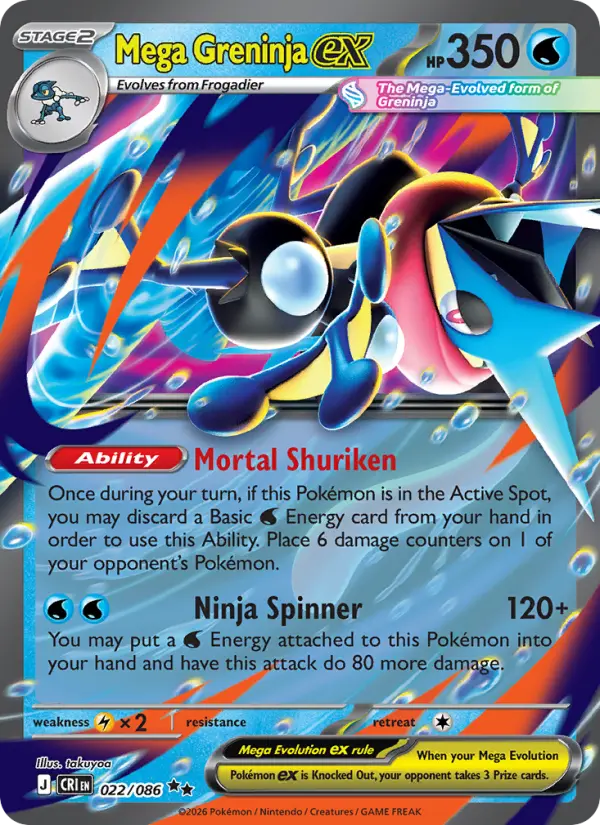 Mega Greninja ex 22 — Chaos Rising 22, Holofoil finish