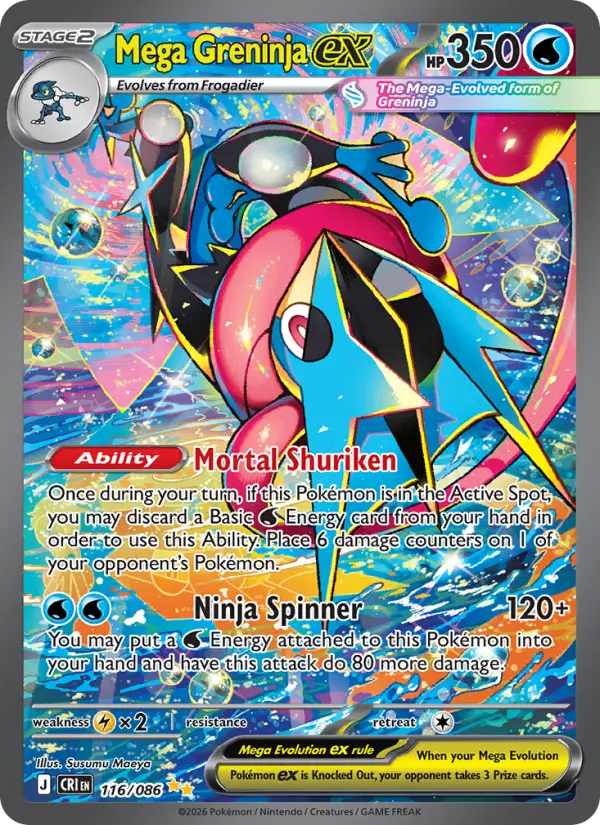 Mega Greninja ex 116 — the most expensive Chaos Rising card