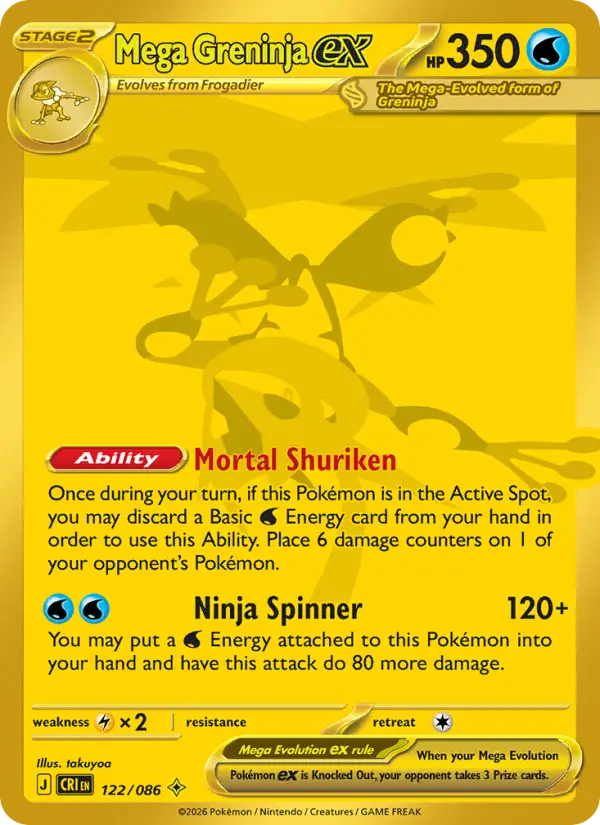 Mega Greninja ex 122 card from Chaos Rising