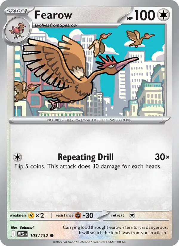 Fearow 103 card from Mega Evolution
