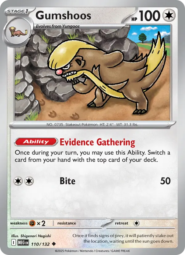 Gumshoos 110 card from Mega Evolution