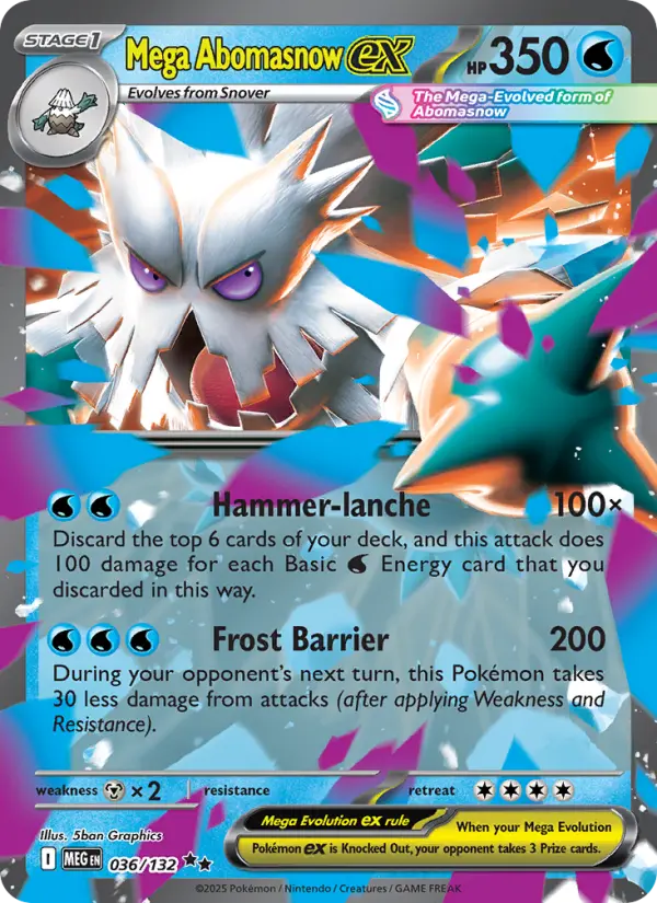 Mega Abomasnow ex 36 card from Mega Evolution