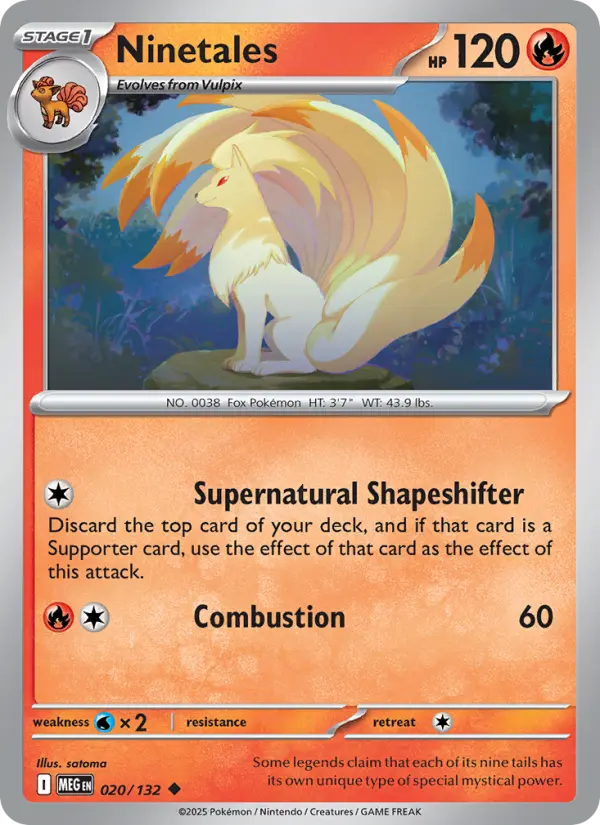 Ninetales 20 card from Mega Evolution