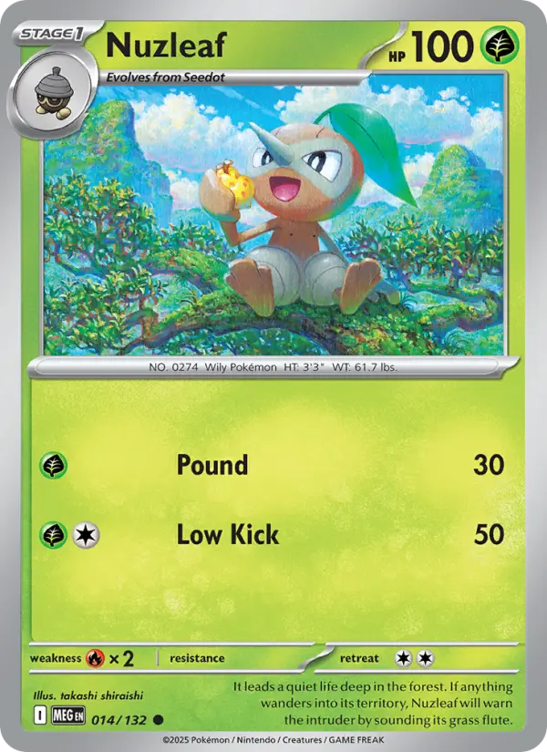 Nuzleaf 14 card from Mega Evolution