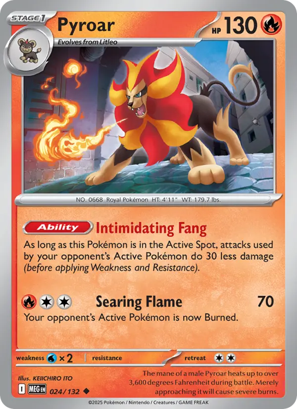 Pyroar 24 card from Mega Evolution
