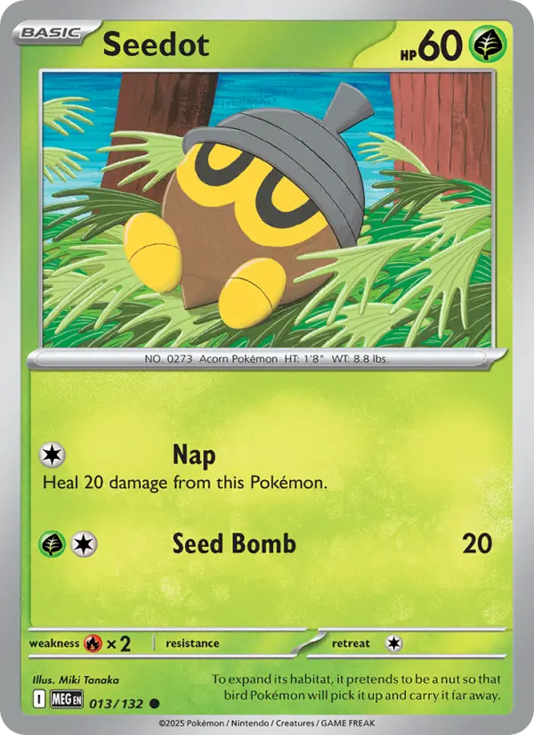 Seedot 13 card from Mega Evolution