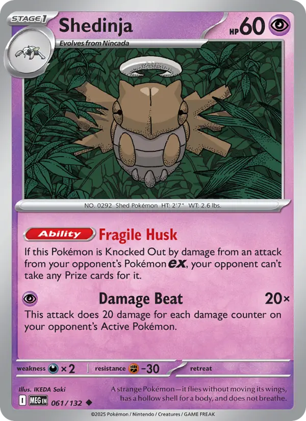 Shedinja 61 card from Mega Evolution