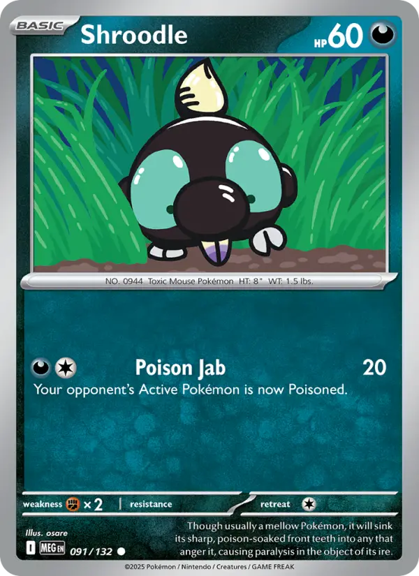 Shroodle 91 card from Mega Evolution