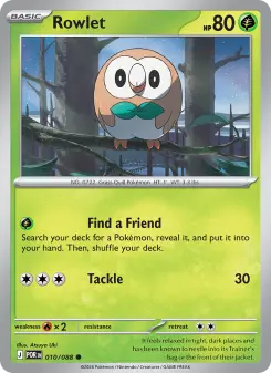 Rowlet 10 — shown as an example of the Reverse Holofoil finish