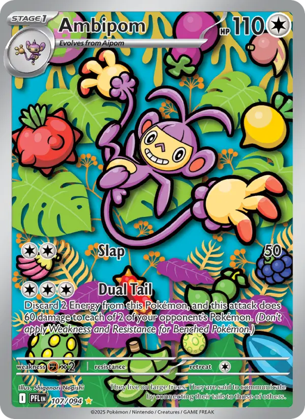 Ambipom 107 — Phantasmal Flames 107, Holofoil finish