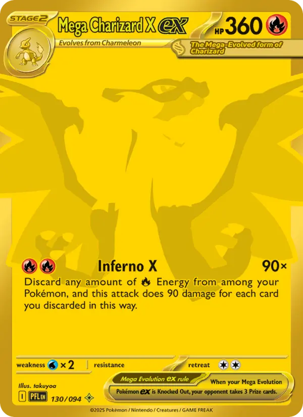 Mega Charizard X ex 130 — Phantasmal Flames 130, Holofoil finish