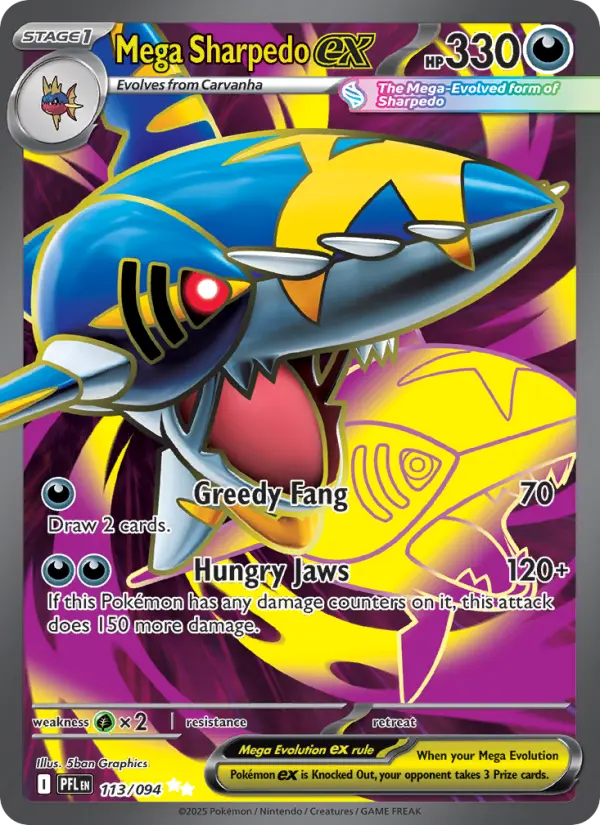 Mega Sharpedo ex 113 card from Phantasmal Flames