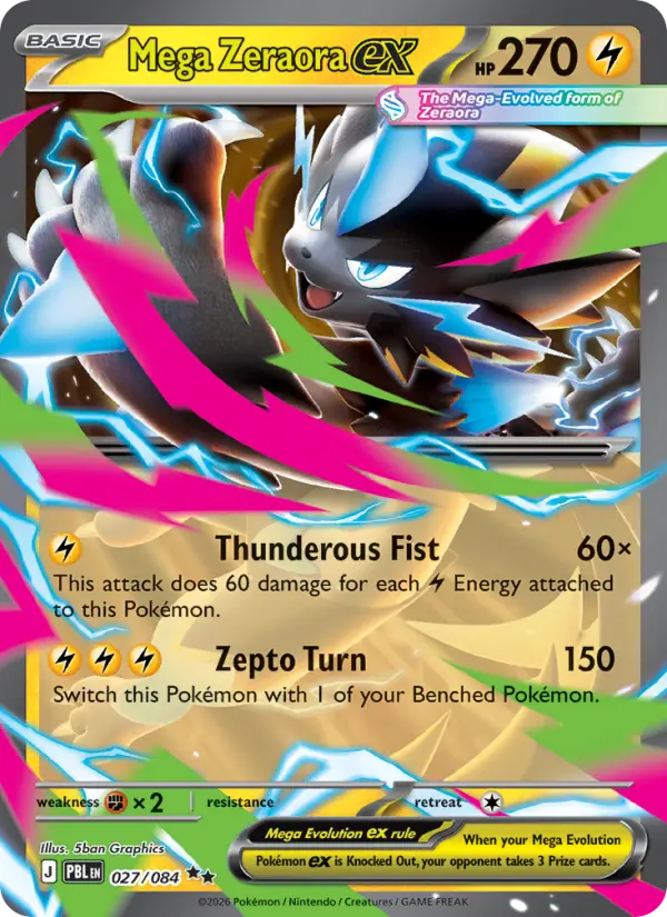 Mega Zeraora ex 27 — Pitch Black 27, Holofoil finish