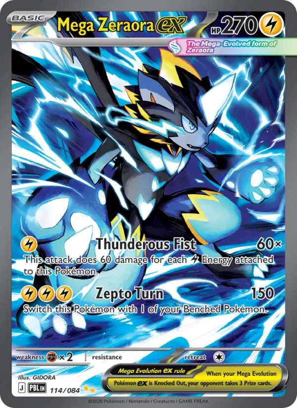 Mega Zeraora ex 114 card from Pitch Black