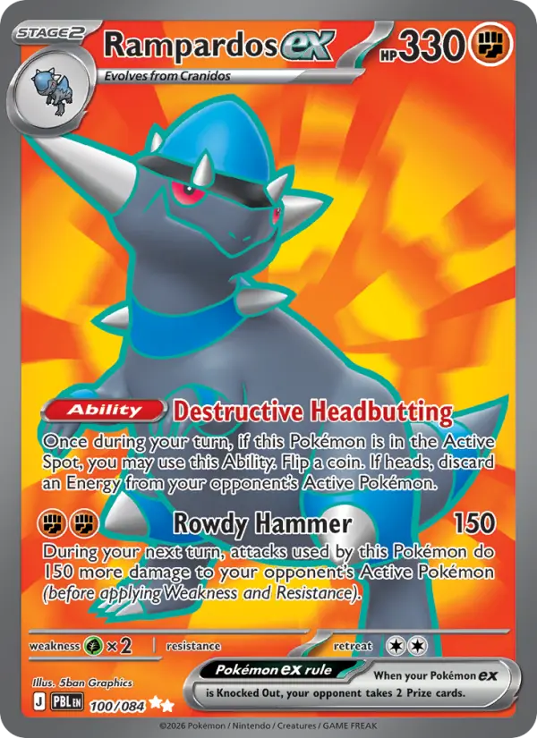 Rampardos ex 100 card from Pitch Black
