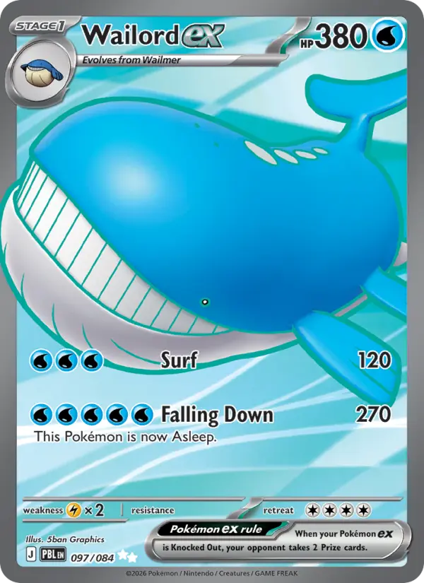 Wailord ex 97 — Pitch Black 97, Holofoil finish