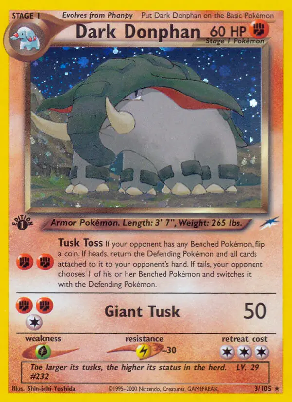 Dark Donphan 3 — Neo Destiny 3, 1st Edition Holofoil finish