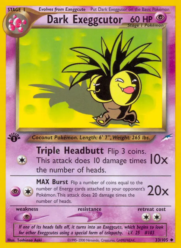 Dark Exeggutor 33 — Neo Destiny 33, 1st Edition finish