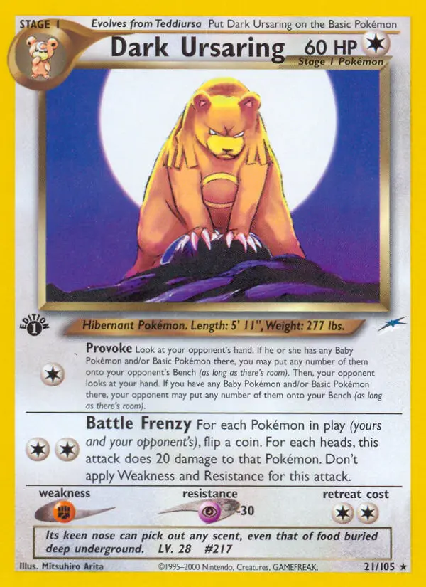 Dark Ursaring 21 card from Neo Destiny