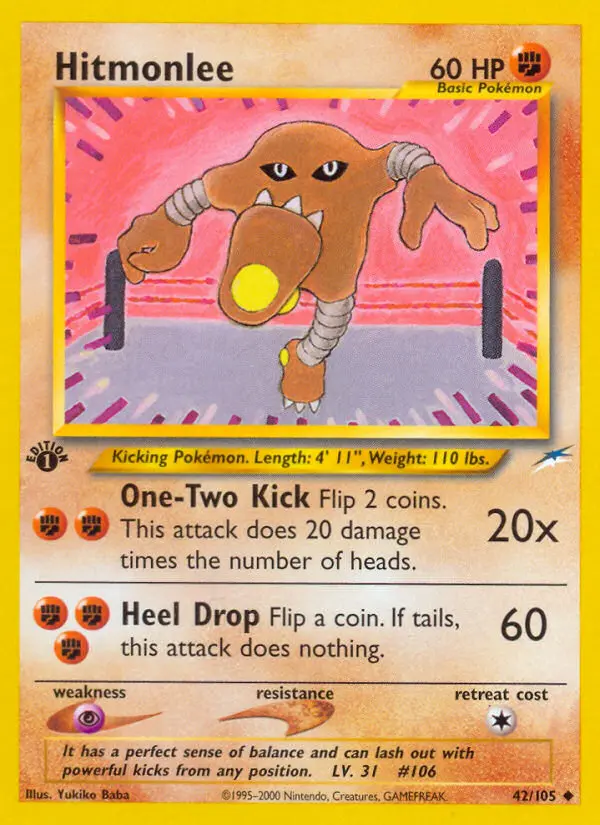 Hitmonlee 42 — Neo Destiny 42, 1st Edition finish