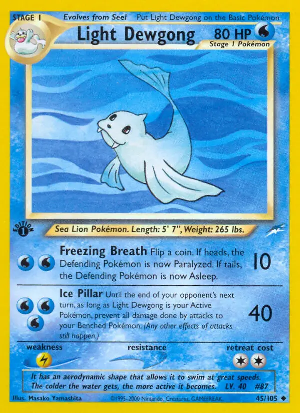 Light Dewgong 45 — Neo Destiny 45, 1st Edition finish