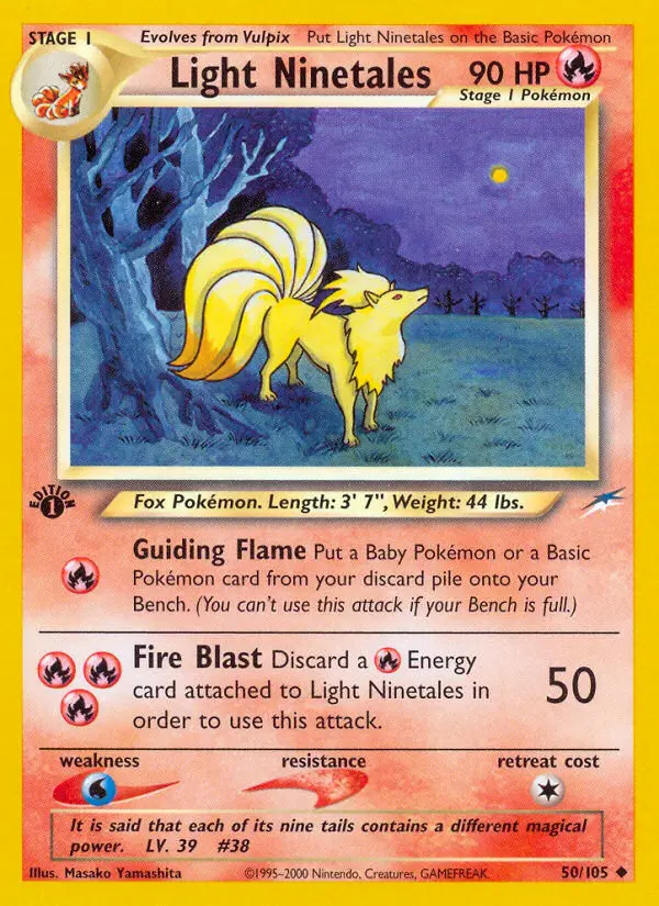 Light Ninetales 50 — Neo Destiny 50, 1st Edition finish