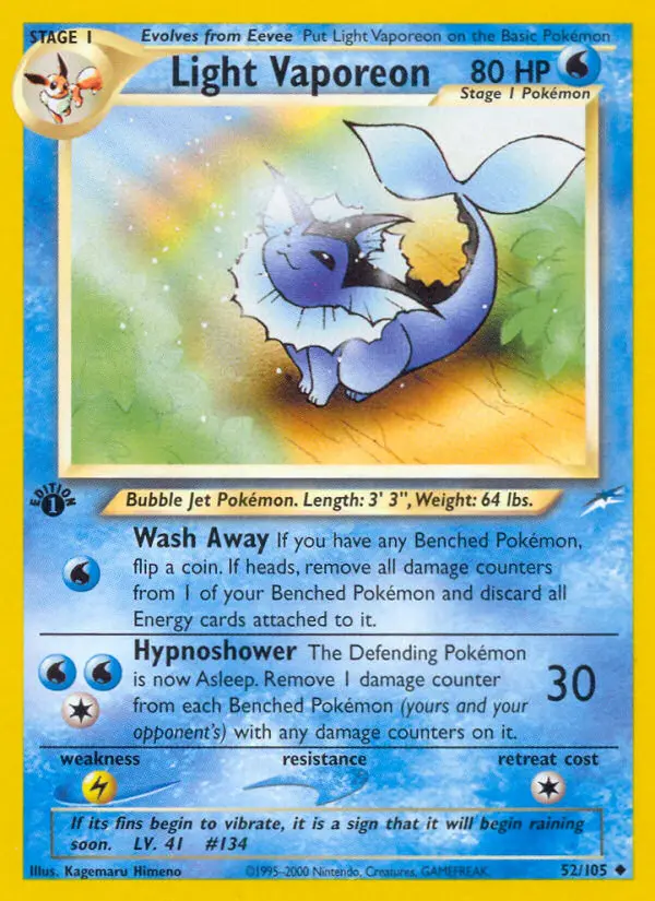 Light Vaporeon 52 — Neo Destiny 52, 1st Edition finish