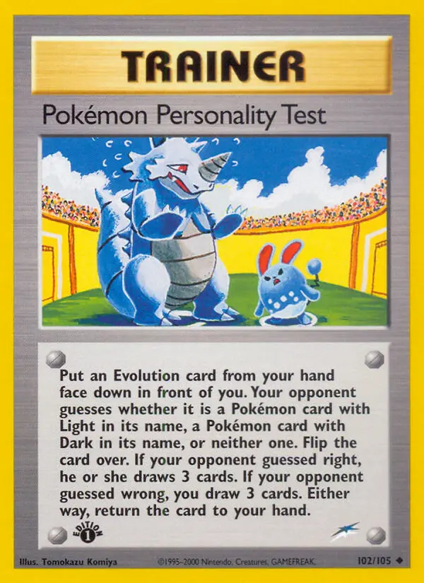 Pokémon Personality Test 102 — Neo Destiny 102, 1st Edition finish