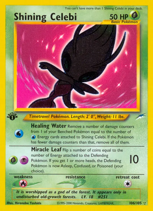 Shining Celebi 106 — Neo Destiny 106, 1st Edition Holofoil finish