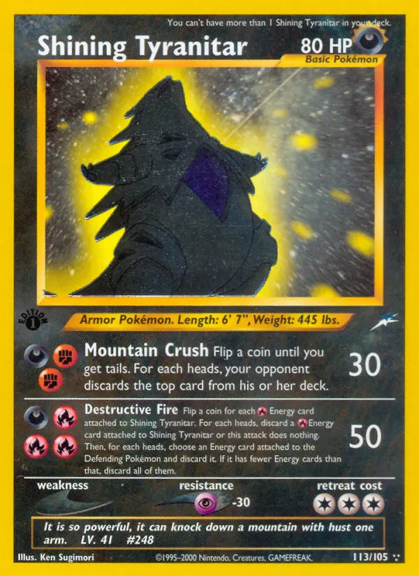 Shining Tyranitar 113 — the most expensive Tyranitar card
