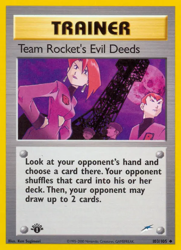 Team Rocket's Evil Deeds 103 card from Neo Destiny