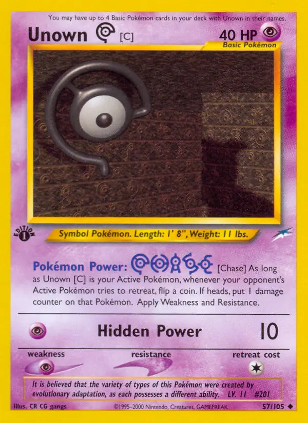 Unown [C] 57 card from Neo Destiny