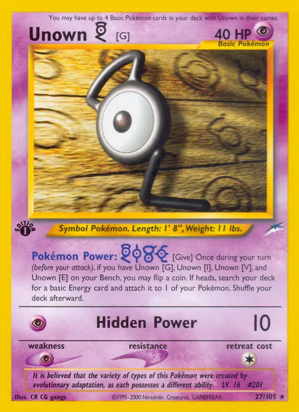 Unown [G] 27 card from Neo Destiny
