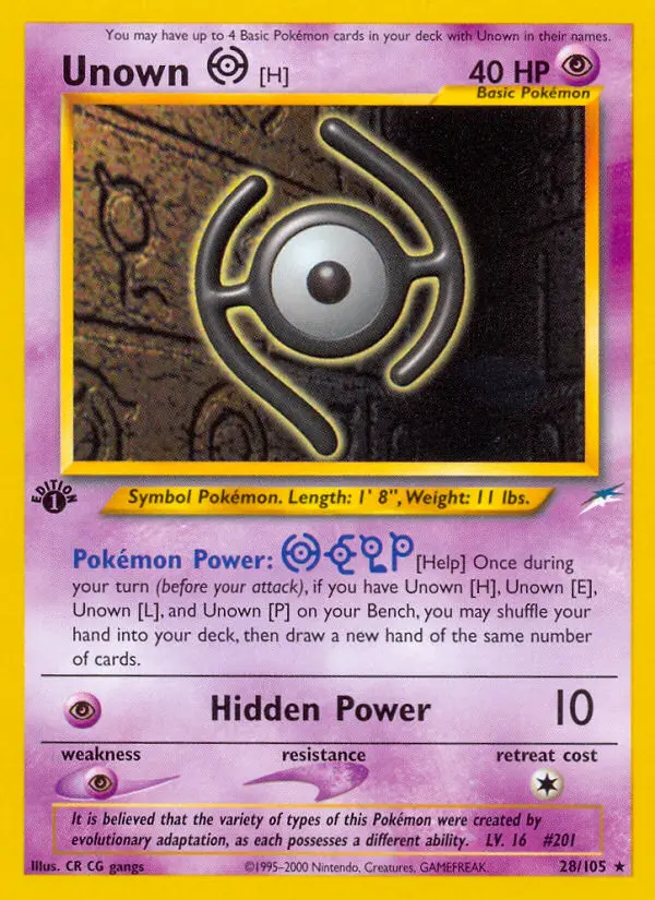 Unown [H] 28 card from Neo Destiny