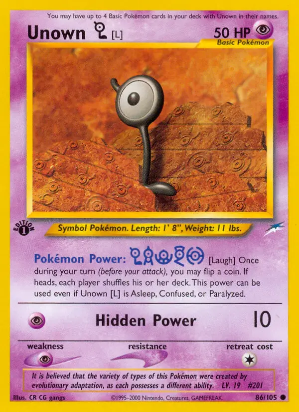 Unown [L] 86 card from Neo Destiny