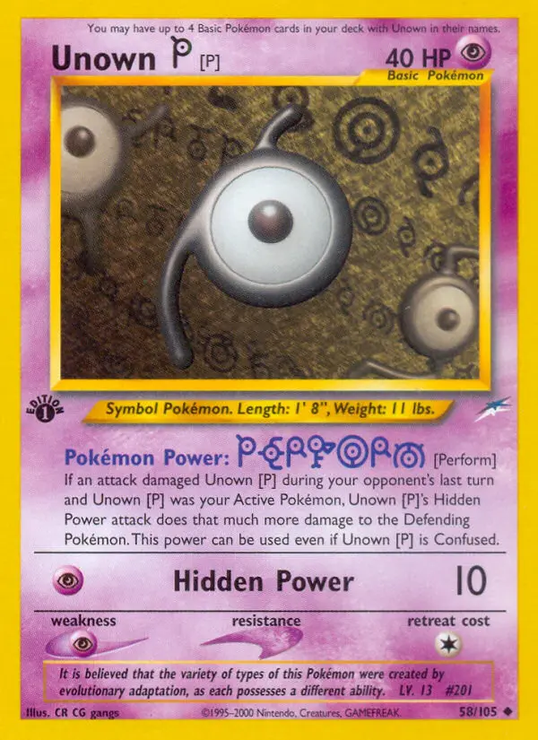 Unown [P] 58 card from Neo Destiny