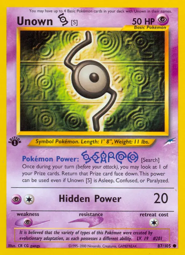 Unown [S] 87 card from Neo Destiny