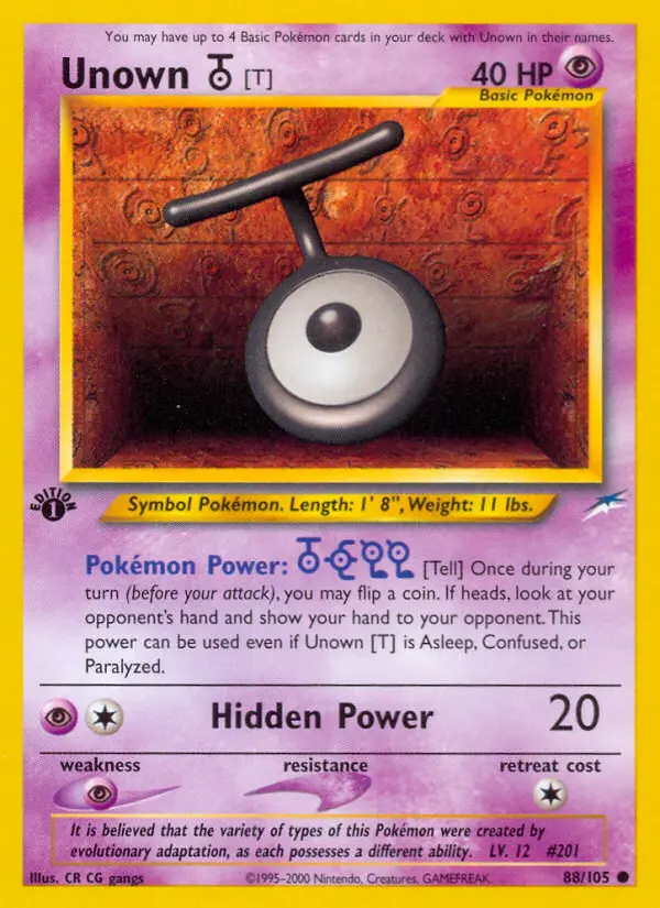 Unown [T] 88 card from Neo Destiny
