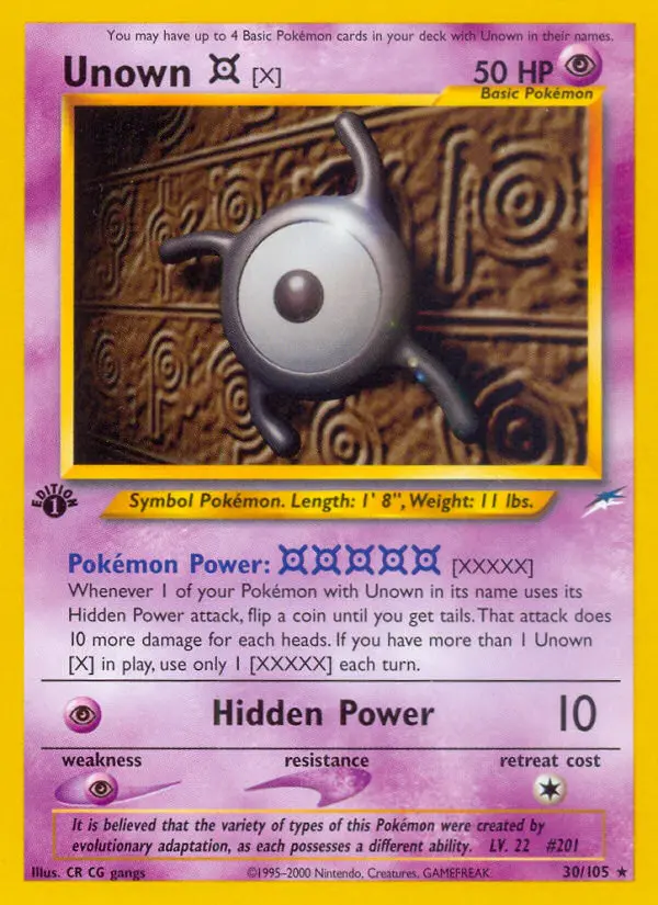 Unown [X] 30 card from Neo Destiny