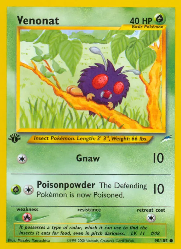 Venonat 90 card from Neo Destiny