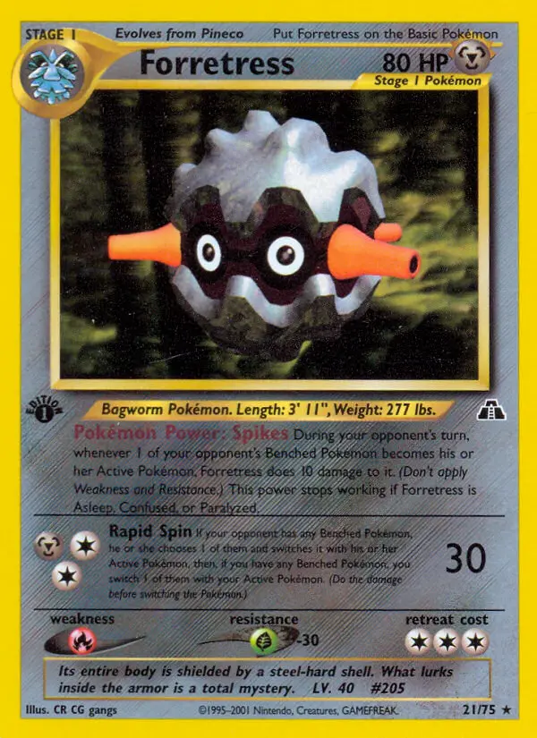 Forretress 21 card from Neo Discovery