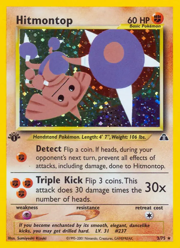 Hitmontop 3 — Neo Discovery 3, 1st Edition Holofoil finish