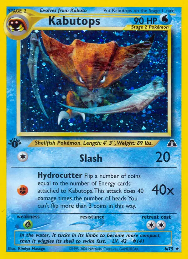 Kabutops 6 — Neo Discovery 6, 1st Edition Holofoil finish